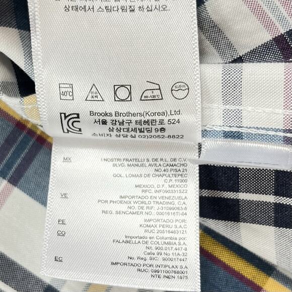 BROOKS BROTHERS Big&Tall Long Sleeve Shirt Non Iron 1XL Blue Yellow Plaid Preppy - Picture 13 of 14